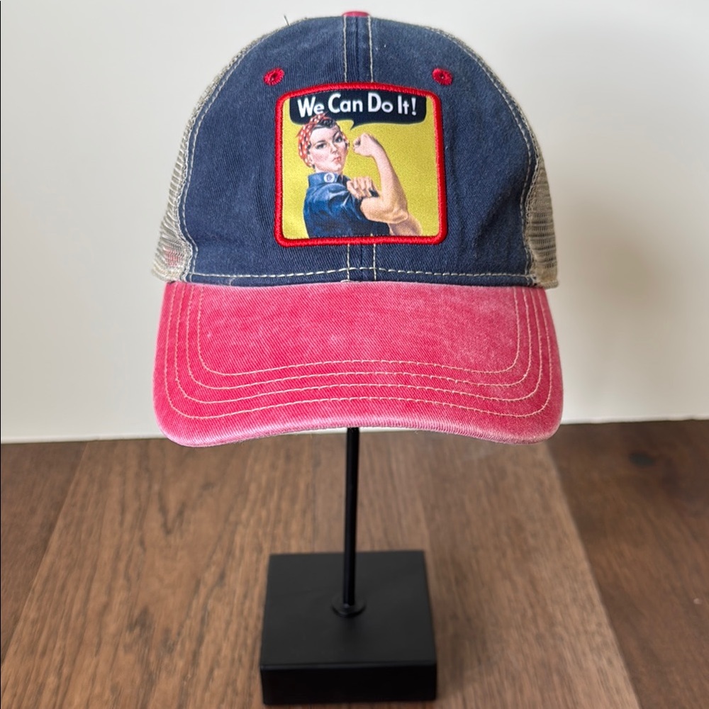 Denim 'We Can Do It!' Baseball Cap Hat - Trucker Style